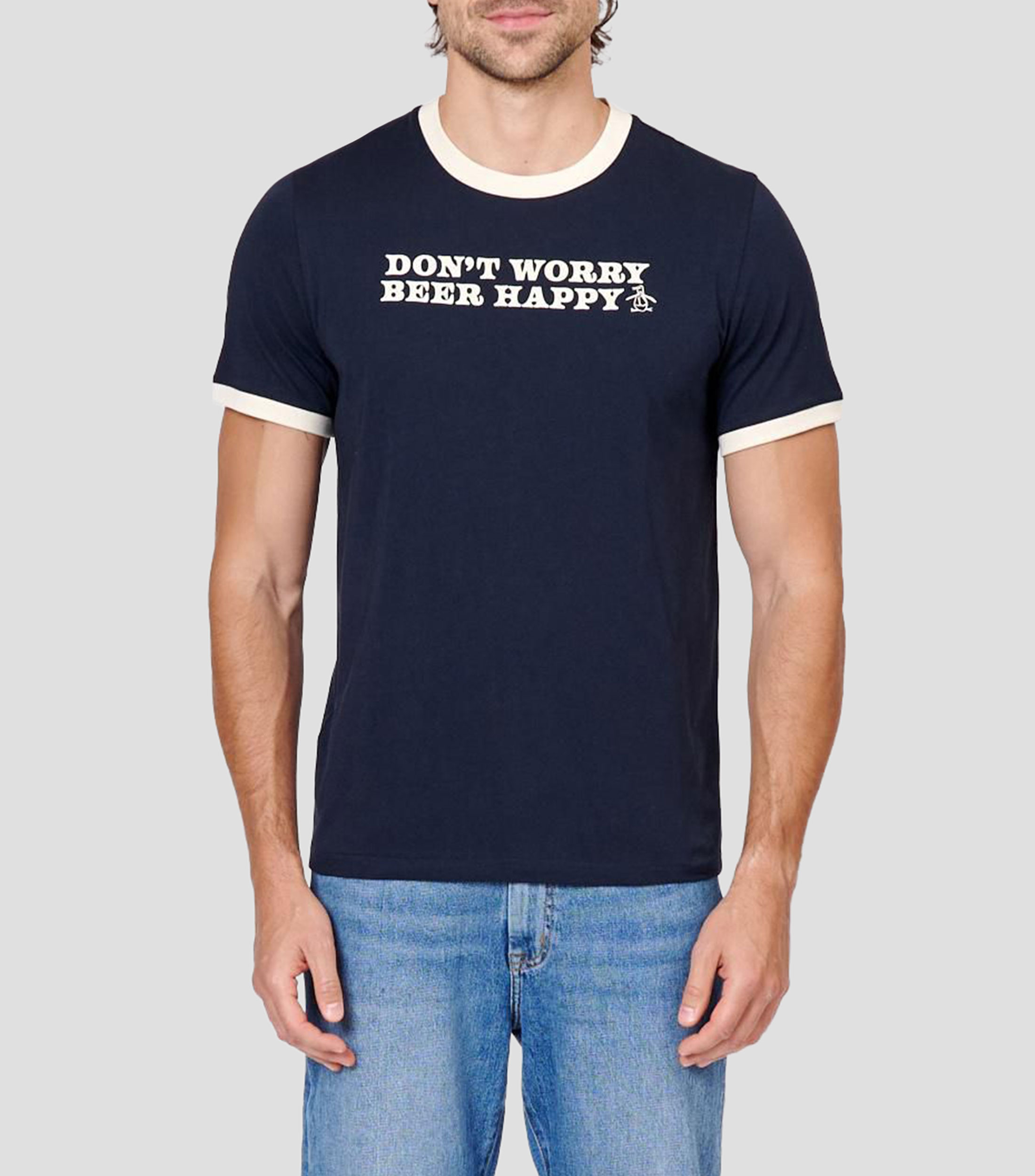 Playera cuello redondo manga corta estampada Hombre